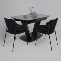 Кухонный стол Аврора Дрезден 1300-1615x800 (камень серый Greys grey/черный)