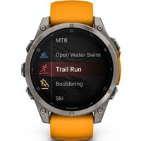 Умные часы Garmin Fenix 8 Sapphire, Titanium 47мм (светло-серый, оранжевый силиконовый ремешок)