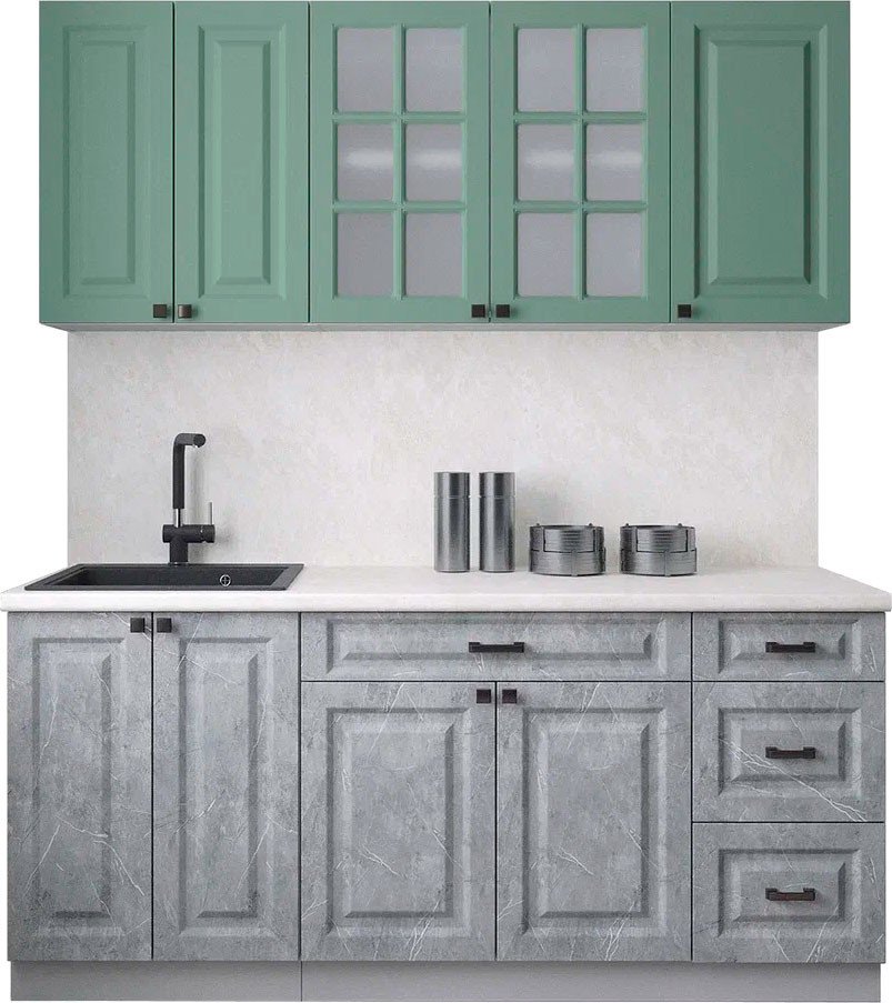 

Готовая кухня Интерлиния Мила Деко 1.8А (керамика/мята/опал светлый)