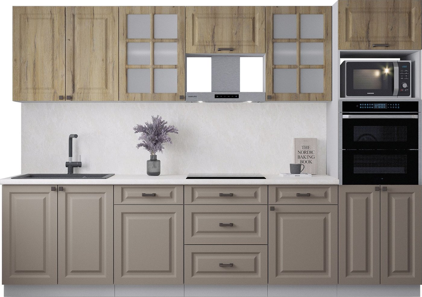 

Готовая кухня Интерлиния Мила Деко 3.0 (луна/дуб вотан/опал светлый)