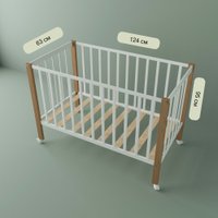 Классическая детская кроватка СКВ-Компани 3190111-6 с матрасом Plitex Юниор-премиум (белый бук)