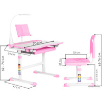 Парта Anatomica Avgusta + стул + выдвижной ящик + светильник + подставка (белый/розовый)