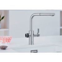 Смеситель Blanco Evol-S Volume с дозатором воды (рычаг справа, нержавеющая сталь)