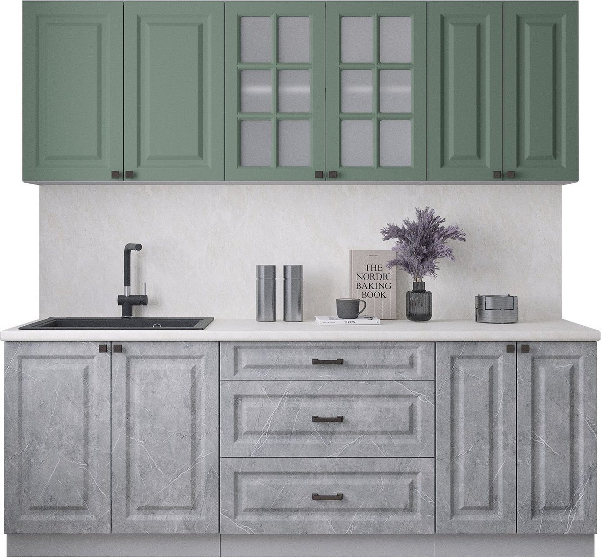 

Готовая кухня Интерлиния Мила Деко 2.2Б (керамика/мята/опал светлый)