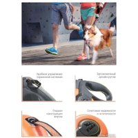 Поводок-рулетка Fida Mars трос 5 м M 66087 (белый/черный)