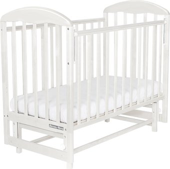 Классическая детская кроватка Альма-Няня Венеция маятник, автостенка (белый)