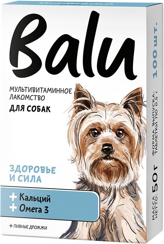 

Лакомство для собак Balu Здоровье и сила с кальцием и Омега-3 50 г (100 таблеток)