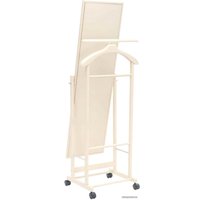 Стойка для одежды Мебелик с зеркалом на колесах В 24Н (слоновая кость)