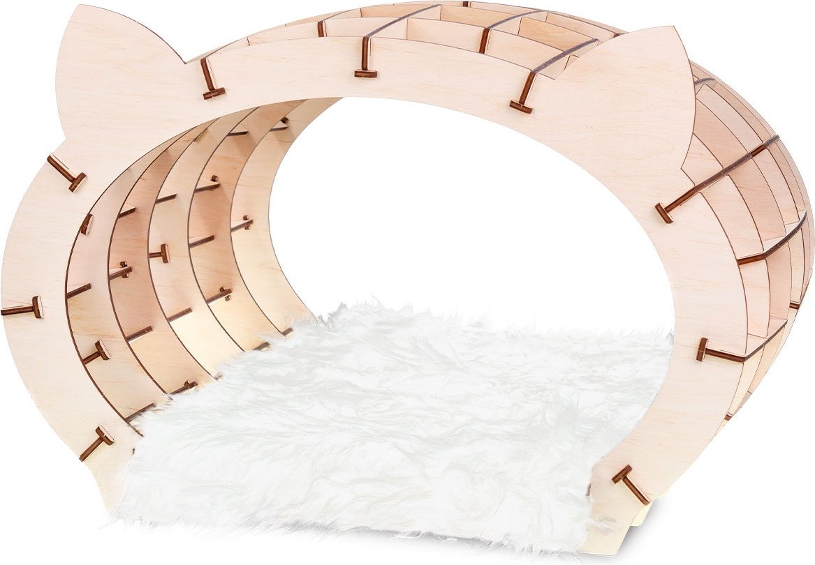 

Сборная модель Eco-Wood-Art «Кошкин дом» натуральный каркас — белый мех