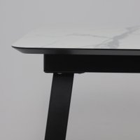 Кухонный стол Lepremo AV 1208 HPL+МДФ раздвижной 1200-1600x800 (мрамор белый/черный)