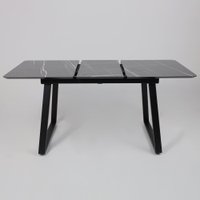 Кухонный стол Lepremo AV 1208 HPL+МДФ раздвижной 1200-1600x800 (черный тунис/черный)