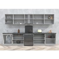 Готовая кухня Интерлиния Мила Матте 3.5 Б (дуб вотан/дуб вотан/белый гранит) в Солигорске