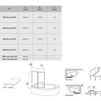 Стеклянная шторка для ванны Ravak Rosa VSK2 150 (белый/прозрачное) правая