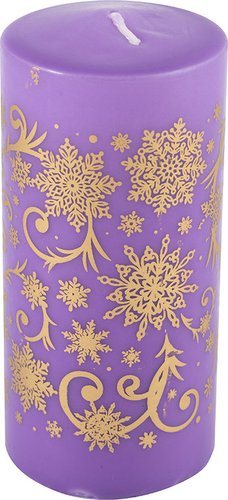 Свеча Волшебная страна Deco Christmas. Зимние узоры-2 103436 (золотистый/сиреневый)