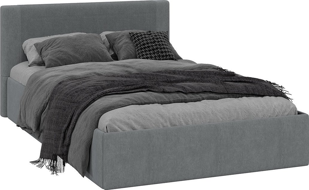 Кровать Трия Тейлор 1200 (микровелюр Linea Grande 83/Connect 83 серый)