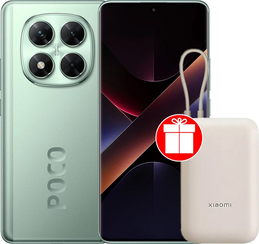Телефон POCO X7 8GB/256GB международная версия (зеленый) + Xiaomi Power Bank P15ZM 10000mAh (бежевый, международная версия) по акции