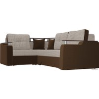 Угловой диван Лига диванов Комфорт 102600 (левый, корфу/микровельвет, корфу 02/коричневый)