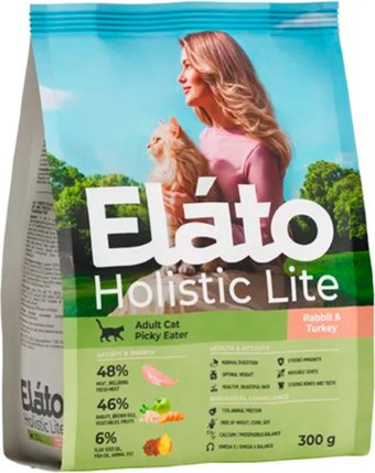 Сухой корм для кошек Elato Holistic Lite Для привередливых кошек с кроликом и индейкой (300г)