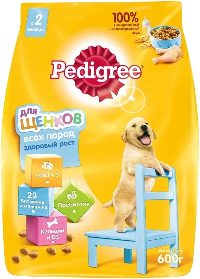 

Сухой корм для собак Pedigree для щенков всех пород с 2 месяцев с курицей 0.6 кг