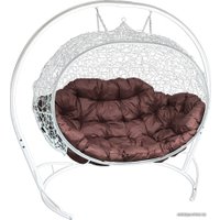 Подвесной диван M-Group Улей 11210105 (белый ротанг/коричневая подушка)