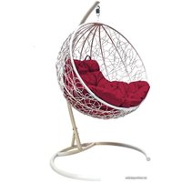 Подвесное кресло M-Group Круг 11050102 (белый ротанг/бордовая подушка)