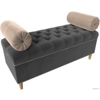 Банкетка Лига диванов Глория 113663 (велюр серый/бежевый/бежевый)