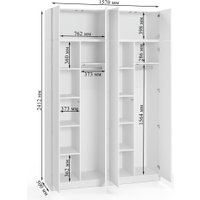 Шкаф распашной Soma Lord Lite 4-х створчатый 160x240 (белый)