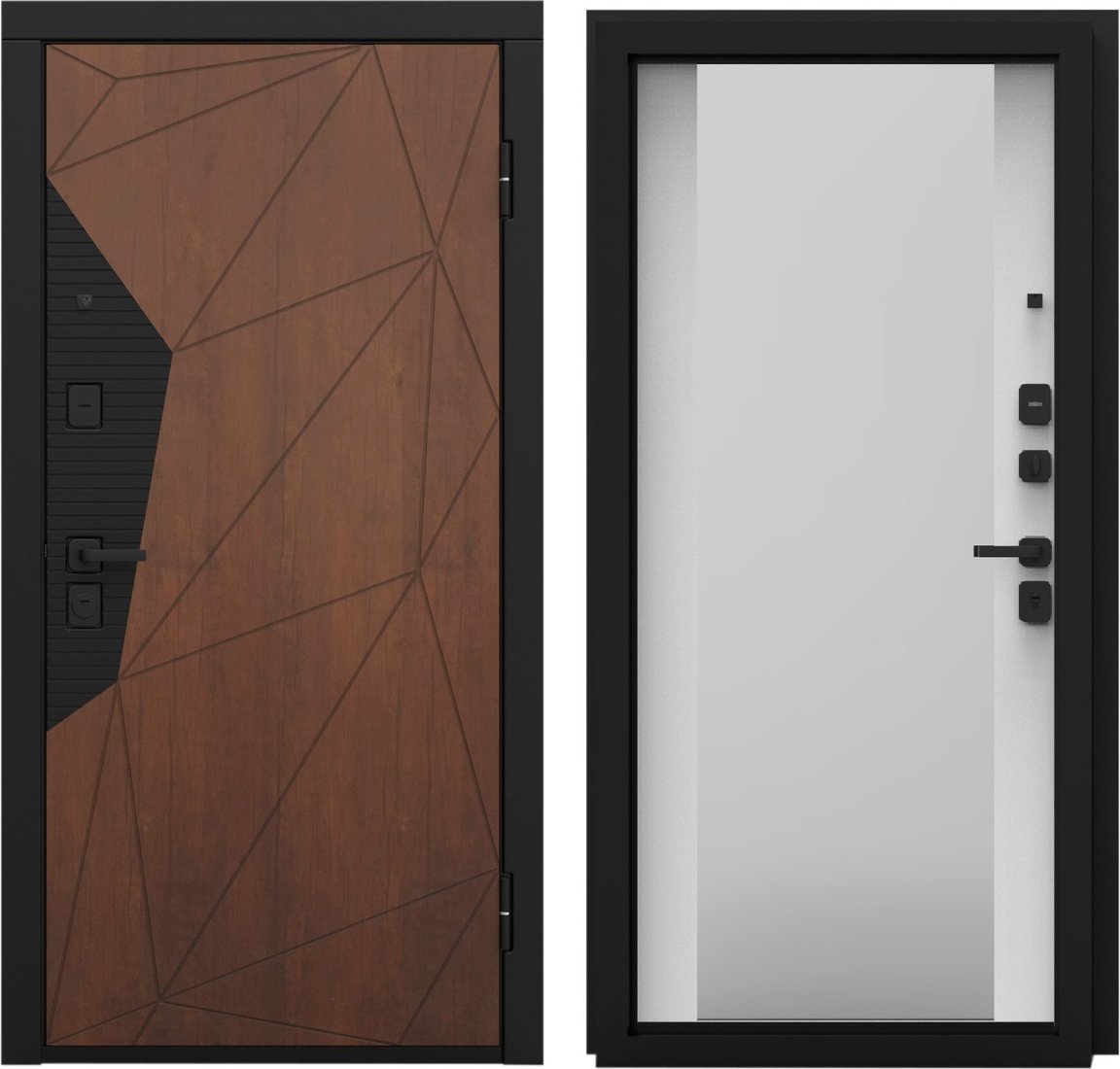 

Металлическая дверь Guard Combi Mirror шпон корица/шагрень белая (96x205, правая)