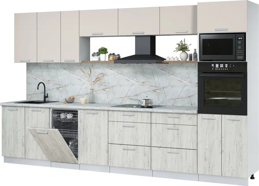 

Готовая кухня Интерлиния Мила Лайт 3.5-ПМ3 (персидский жемчуг/дуб белый/серый каспий)