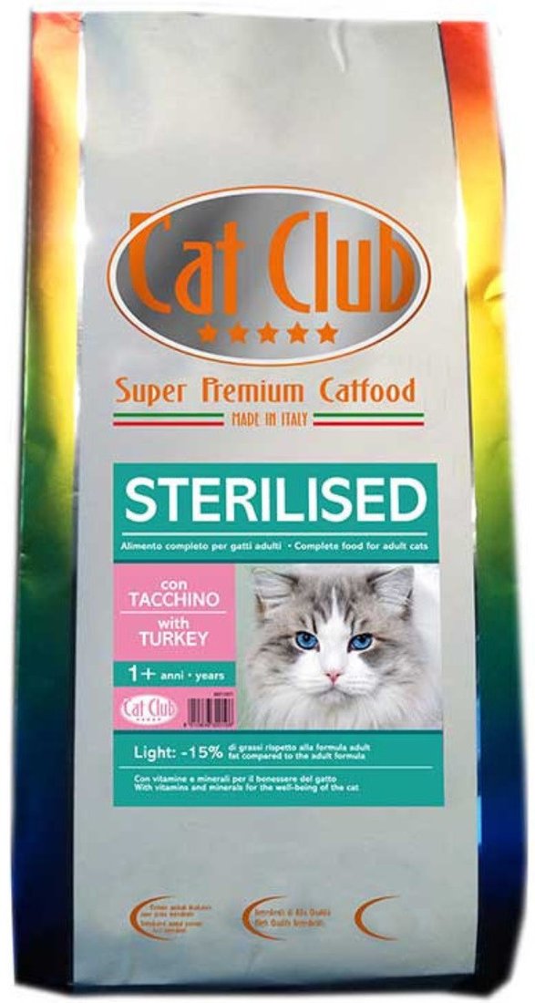 

Сухой корм для кошек Cat Club для стерилизованных с индейкой 1.5 кг