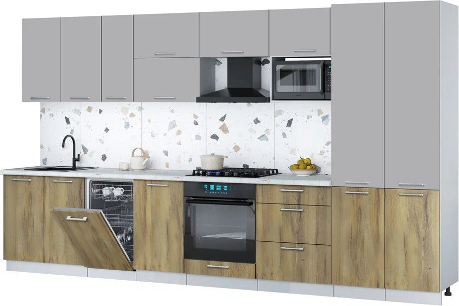 

Готовая кухня Интерлиния Мила Gloss 3.7-ПМ4 (дуб вотан/грей/серый каспий)