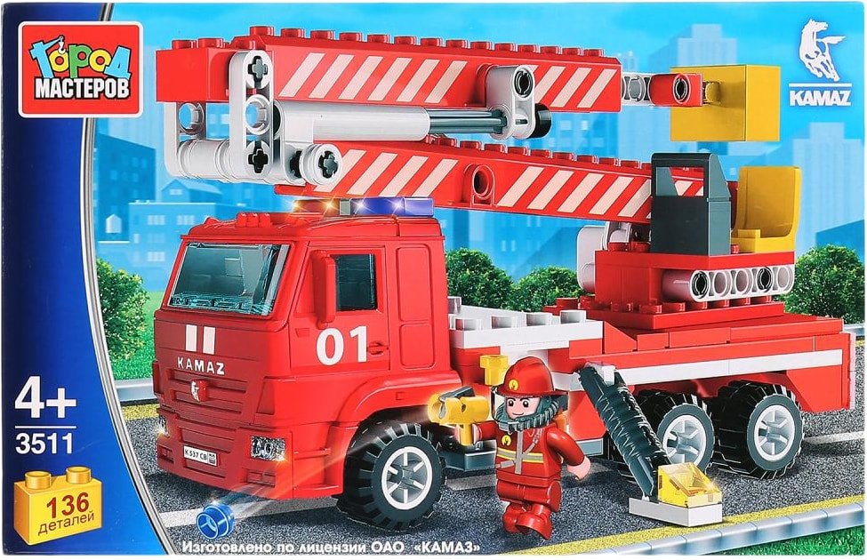 

Конструктор Город мастеров KK-3511-R Камаз. Пожарная машина с люлькой