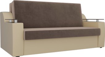Лига диванов Сенатор 140 106457 (велюр/экокожа, коричневый/бежевый)