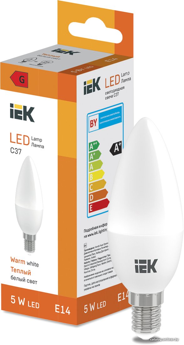 Светодиодная лампочка IEK LED Candle C37 400lm 3000K E14