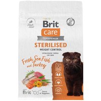 Сухой корм для кошек Brit care Cat Sterilised Weight Control с рыбой и индейкой 400 г
