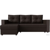 Угловой диван Лига диванов Валенсия Лайт левый (экокожа, коричневый)