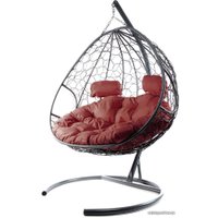 Подвесное кресло M-Group Для двоих 11450302 (серый ротанг/бордовая подушка)