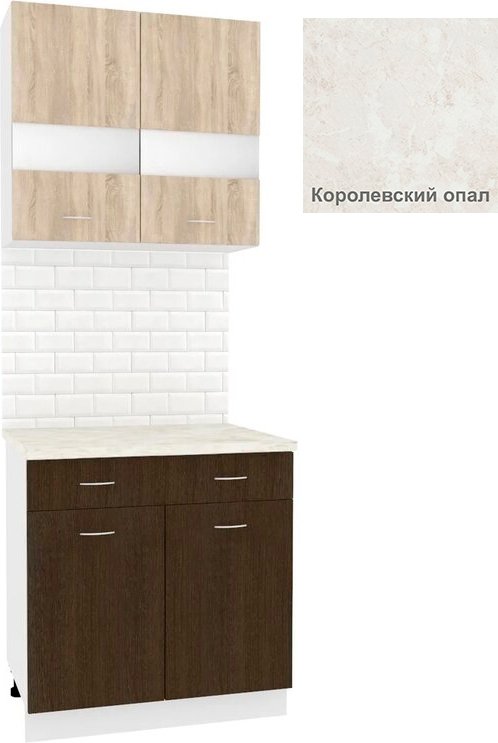 

Готовая кухня Кортекс-мебель Корнелия Экстра 80р1ш (дуб сонома/венге/королевский опал)