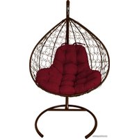 Подвесное кресло M-Group XL 11120202 (коричневый ротанг/бордовая подушка)