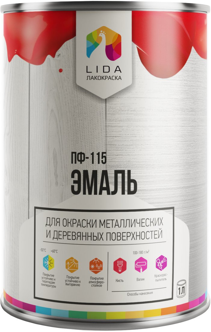 

Эмаль LIDA ПФ-115 1.8 кг (черный)