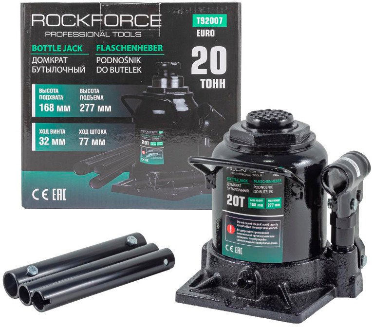 

Бутылочный домкрат RockForce RF-T92007(BR)(Euro) 20т