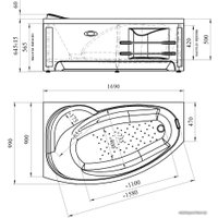 Фронтальный экран под ванну Vannesa София 169 R 2-21-0-2-0-223 (фронтальный)