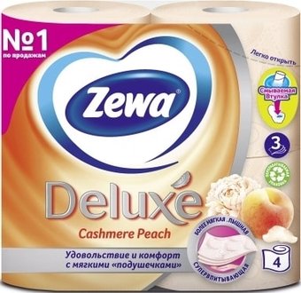 Zewa Deluxe Персик 3 слоя (4 рулона)