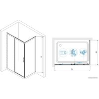 Душевой уголок RGW LE-41-1B (LE-12B + Z-060-2B) 341241149-014 140x90 (черный/прозрачное стекло)