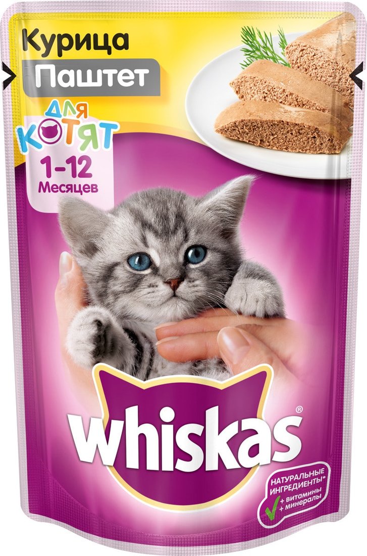 

Пресервы Whiskas для котят паштет с курицей 0.085 кг