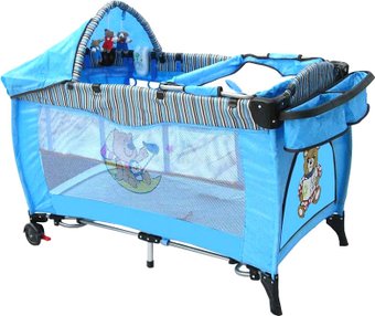 Манеж-кровать Baby Prestige Delux 2 уровня (голубой)