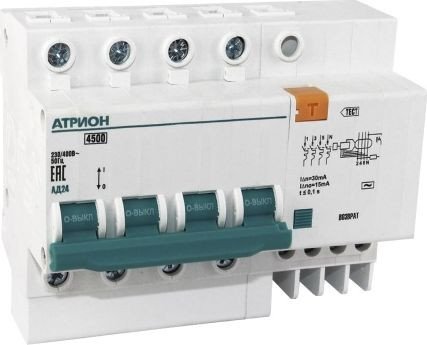

Дифференциальный автомат Атрион АД24 16А 30мА AD24-16-30