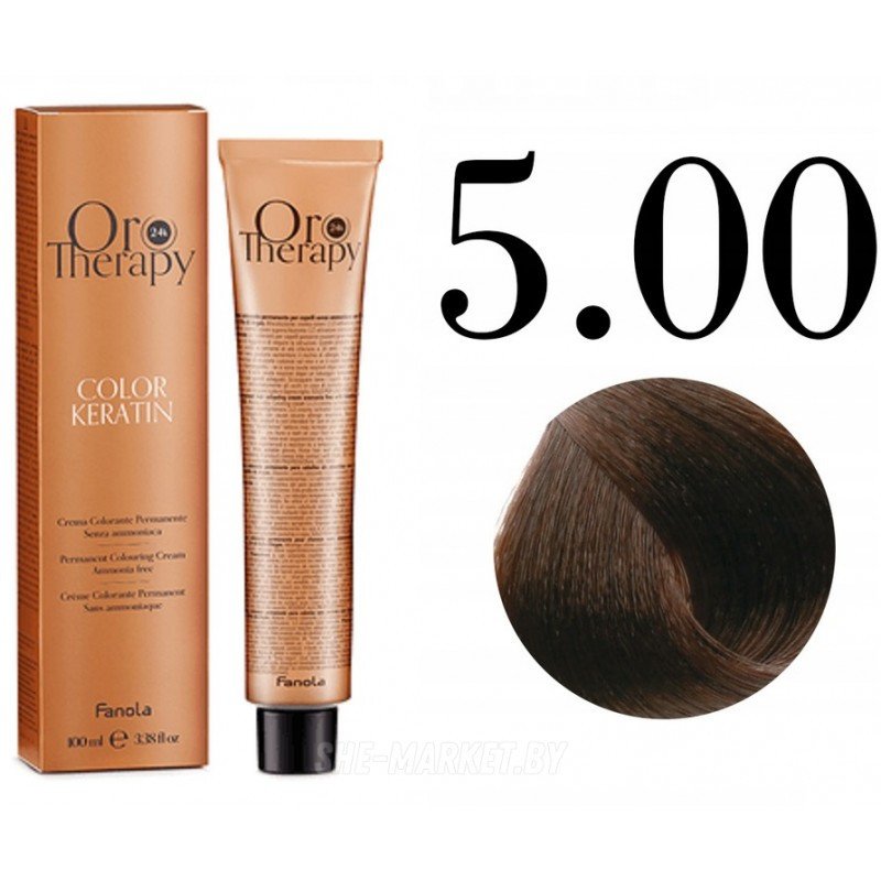 

Крем-краска Fanola ORO Therapy Color Keratin 5.00 светлый шатен интенсивный 100 мл