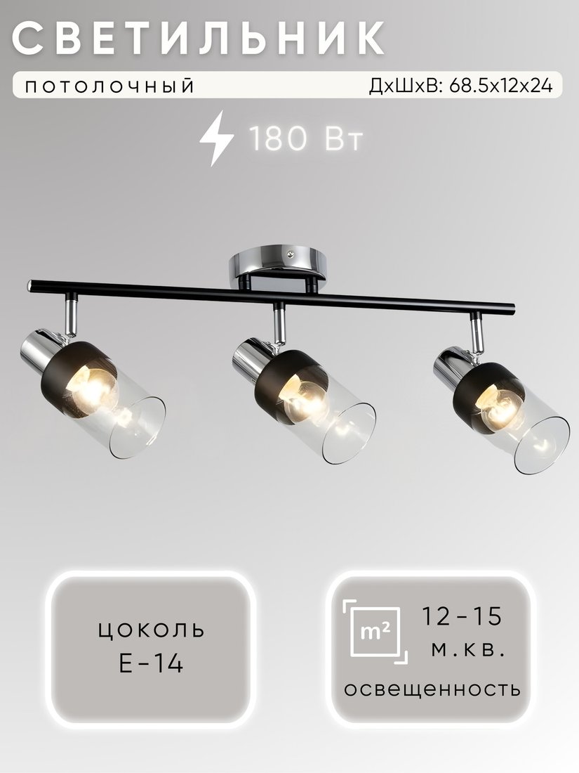 

Спот Aitin Pro НПБ 02-3х60-102 S6955/3 (хром/черный)