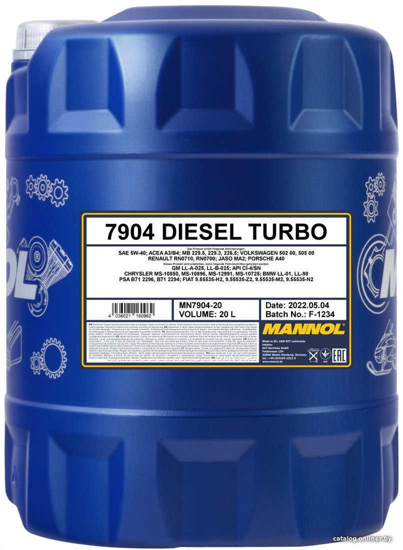 Моторное масло Mannol DIESEL TURBO 5W-40 20л